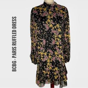 BCBG Paris Ruffled Floral Dress